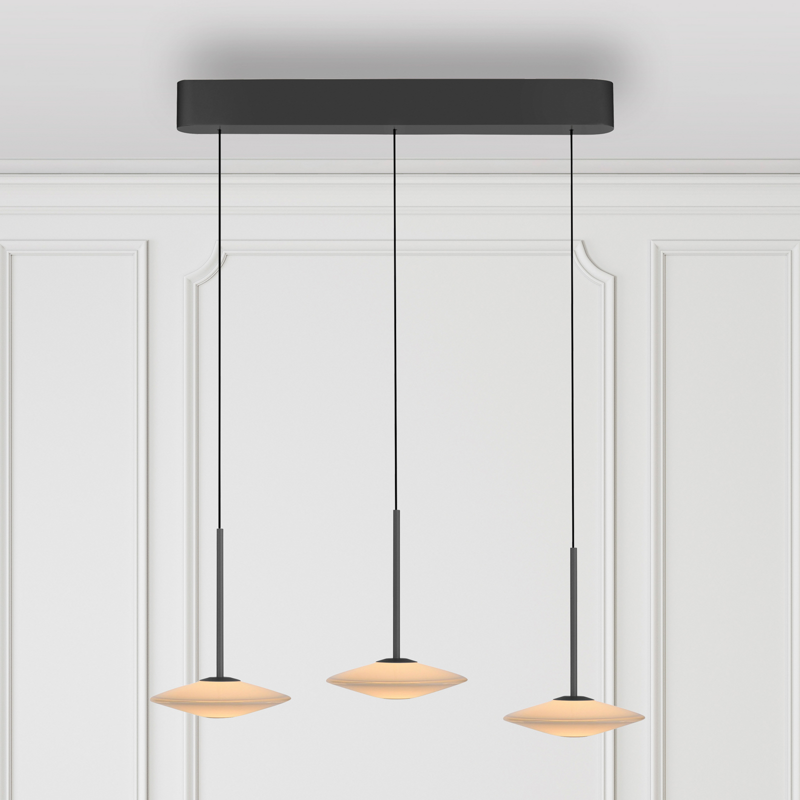 Paul Neuhaus LED-pendellampa Elipsa, 3 lampor, vit/svart